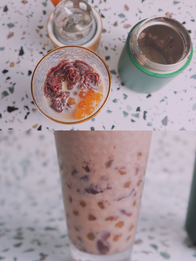 红豆沙冰啵啵奶茶的做法
