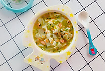 鲜虾青菜果条汤的做法
