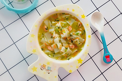 鲜虾青菜果条汤