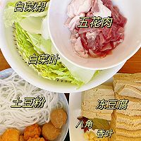 #冬季滋补花样吃法#白菜豆腐炖粉条，冬季暖胃菜！的做法图解1