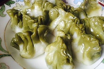 翡翠香菇肉虾仁抹茶蒸饺