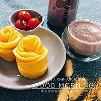 南瓜玫瑰花卷+紫薯牛奶#ErgoChef原汁机食谱#的做法图解4