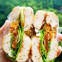 燕麦亚麻籽贝果三明治—低卡低脂