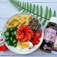 #丘比小能手料理课堂#黑虎虾藜麦意面沙拉的做法图解7