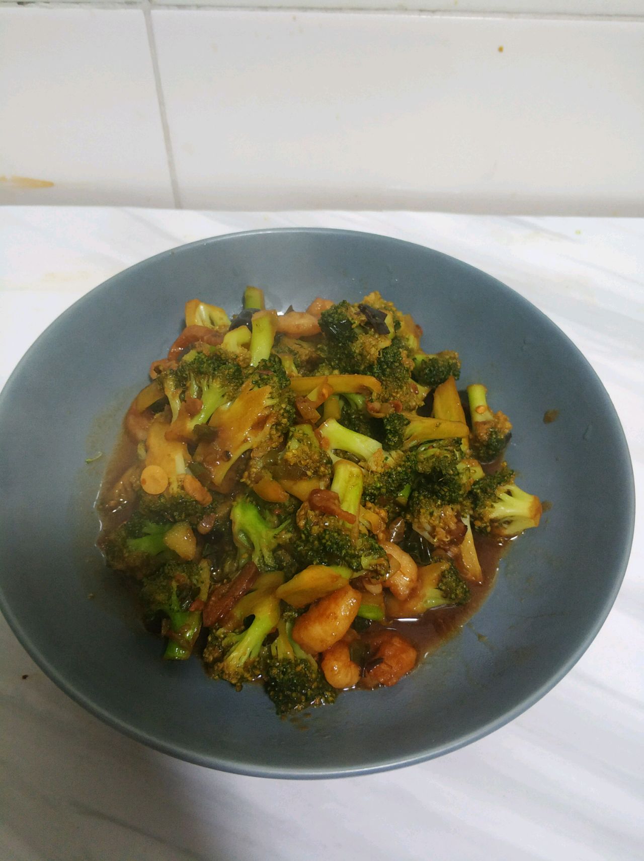 Stir fried broccoli in soy sauce