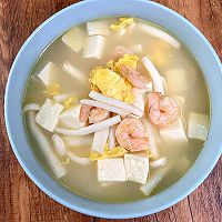 “低脂饱腹，鲜滑美味”－豆腐虾蛋汤的做法图解5