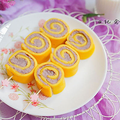 辅食10M+紫薯香芋卷