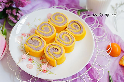 辅食10M+紫薯香芋卷