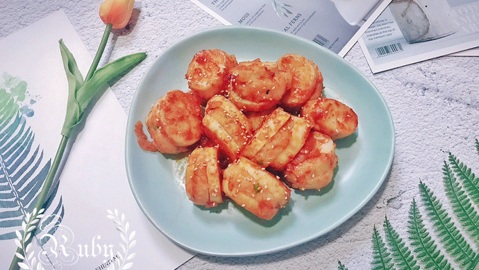鲜嫩多汁｜百花（虾仁）杏鲍菇
