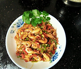 青红椒炒河虾的做法