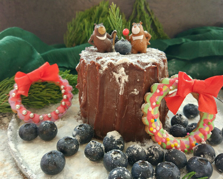 森林的熊 圣诞场景蛋糕的做法
