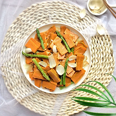 清新素食：芦笋百合南瓜小炒#在“家”打造ins风美食