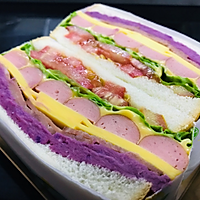 紫薯肠仔芝士三明治的做法图解1