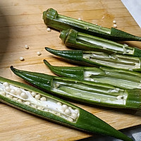 一帆风顺～秋葵酿肉的做法图解3