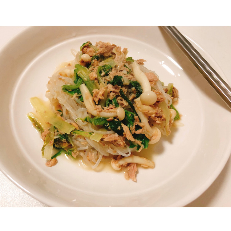 低卡快手晚餐——奶香金枪鱼蘑菇魔芋面的做法