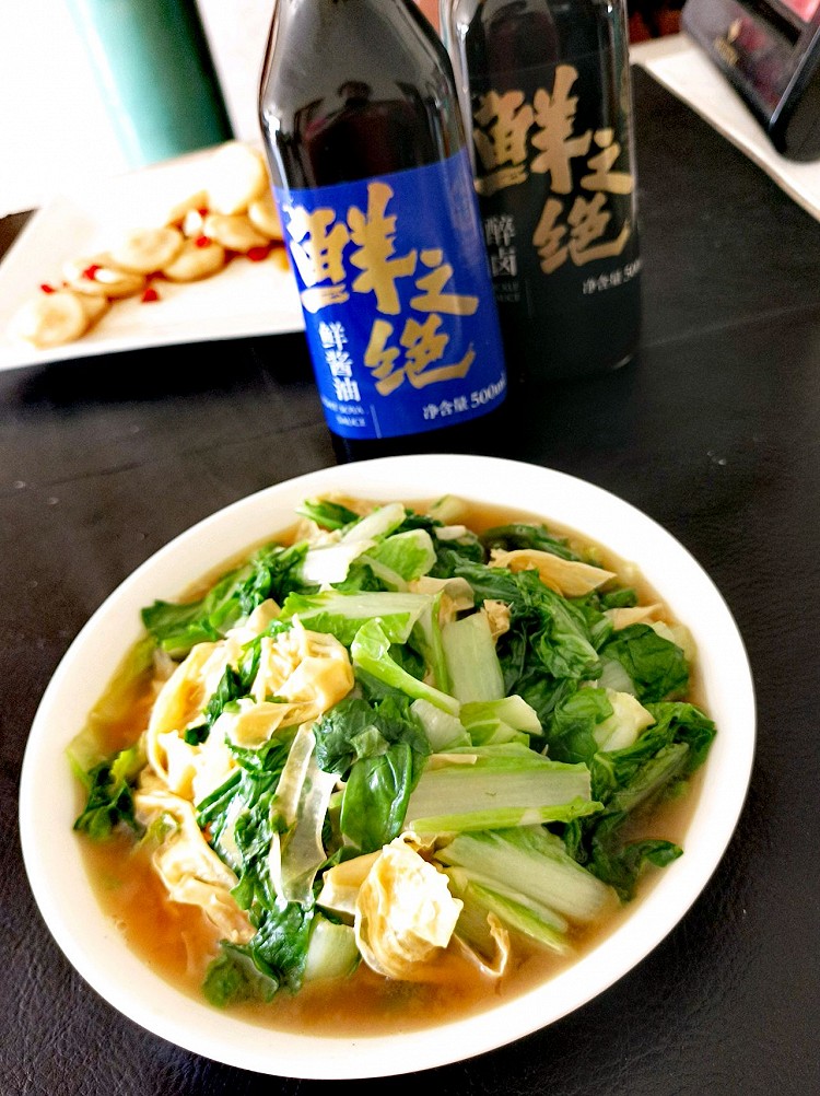 奶白菜炒豆皮的做法