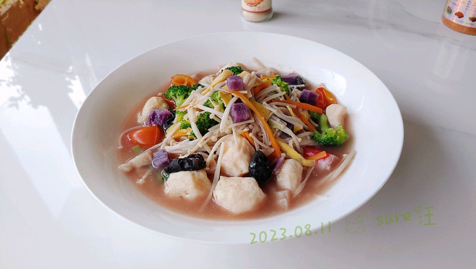 五菜菌菇烩鱼丸