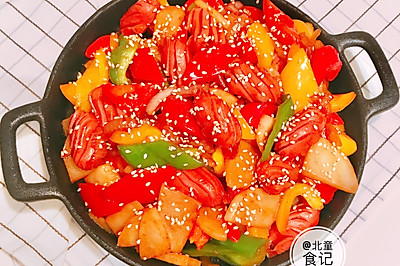 韩式下饭菜:香肠炒蔬菜