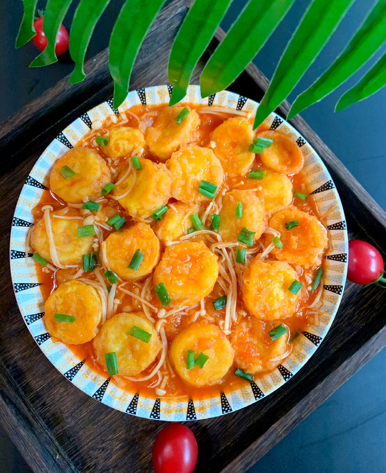 日本豆腐番茄金针菇的做法