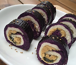 海苔紫薯肉松卷的做法
