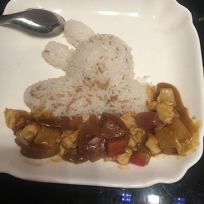 宝宝咖喱虾饭的做法