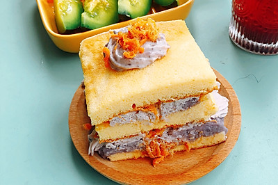 芋泥紫薯肉松蛋糕