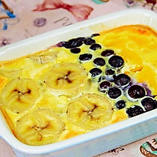 香烤水果燕麦 宝宝辅食，奶粉+香蕉+橙子+蓝莓