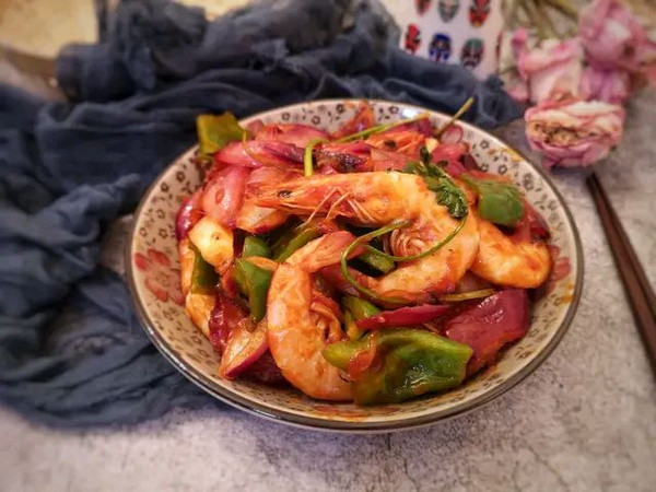 茄汁洋葱爆大虾