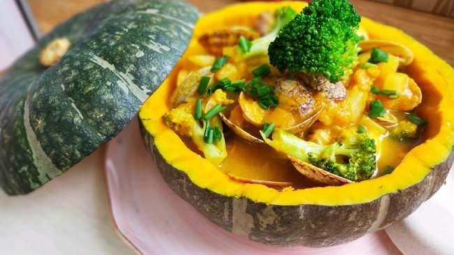 土豆花蛤南瓜盅 | 健康低脂颜值高味极鲜的做法