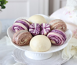 #今日吃什么#紫薯豆沙花卷的做法