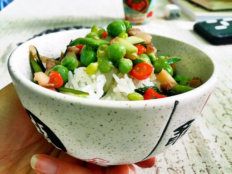 雪豆炒肉丁的做法图解4