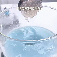 海蓝椰奶西米冻，猫爪造型好可爱呀的做法图解4