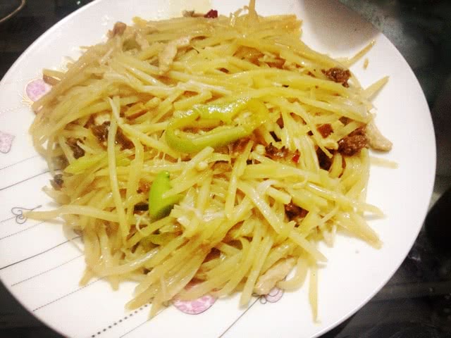 椒麻土豆丝炒素肉的做法图解6