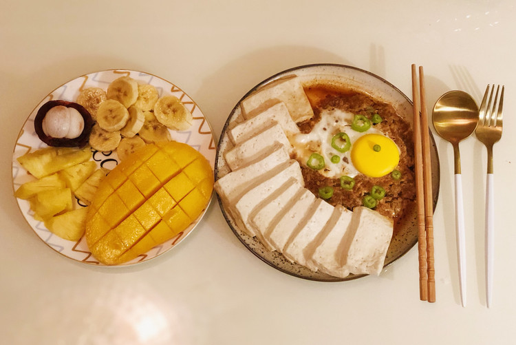 治愈系.豆腐肉沫蒸蛋的做法