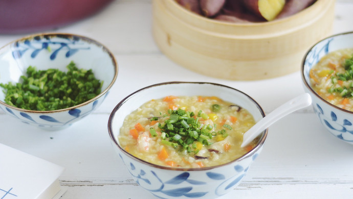 鲜虾菌菇粥