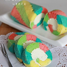 让人心情愉悦的彩虹蛋糕卷（详细步骤）