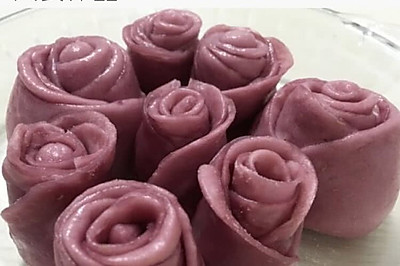 奶香紫薯玫瑰馒头