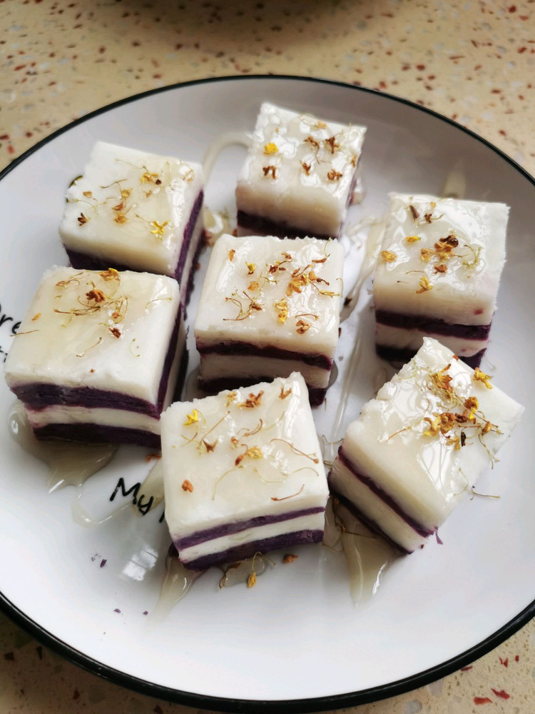桂花蜂蜜紫薯山药糕的做法