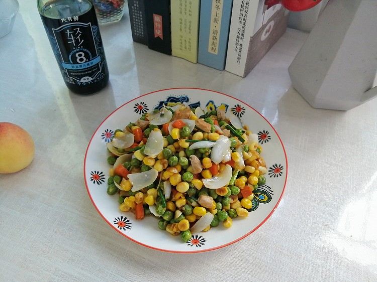 夏日小清新之豌豆玉米炒百合的做法
