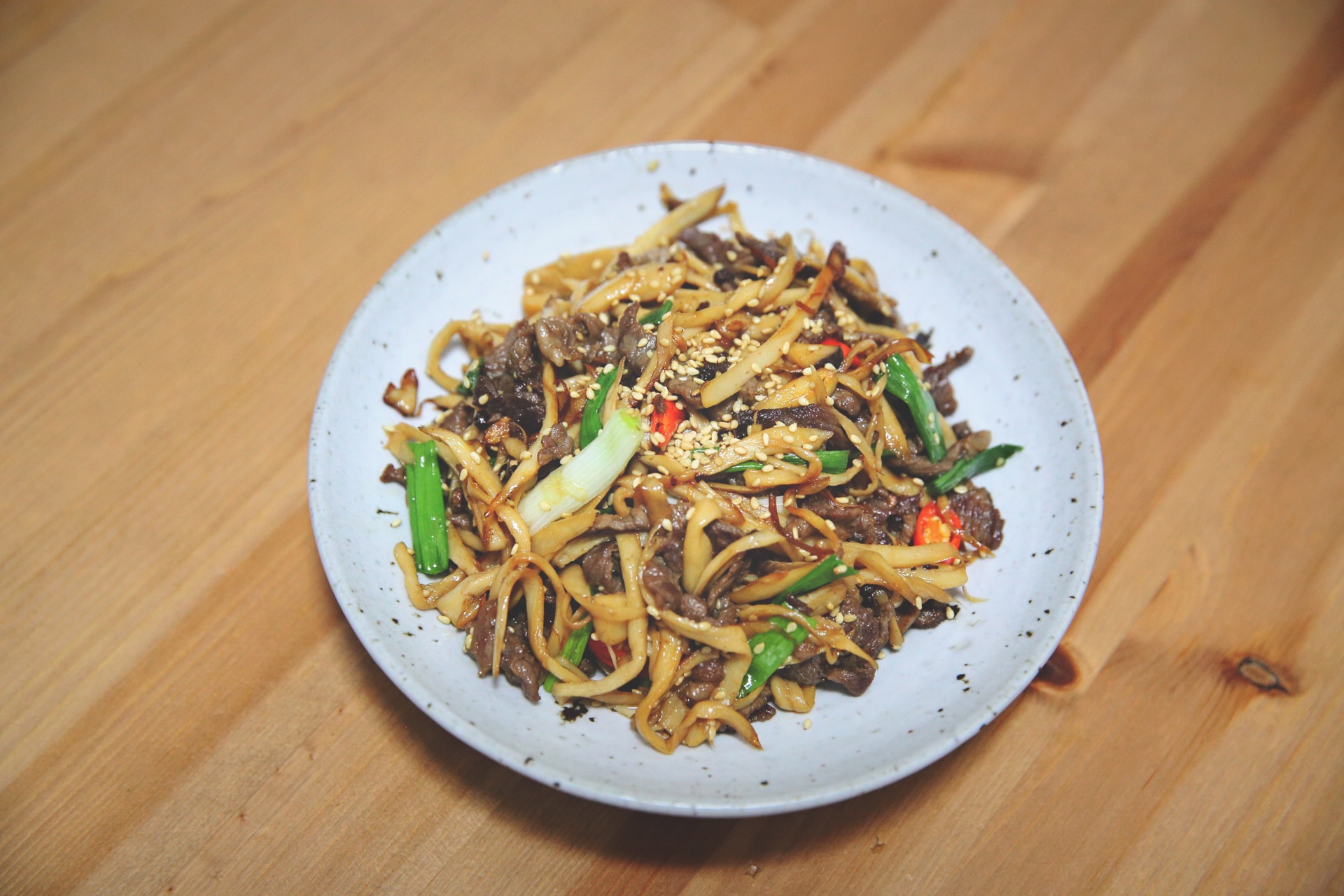 Stir fried beef with mushroom