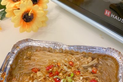 烤箱版锡纸金针菇蒜蓉粉丝