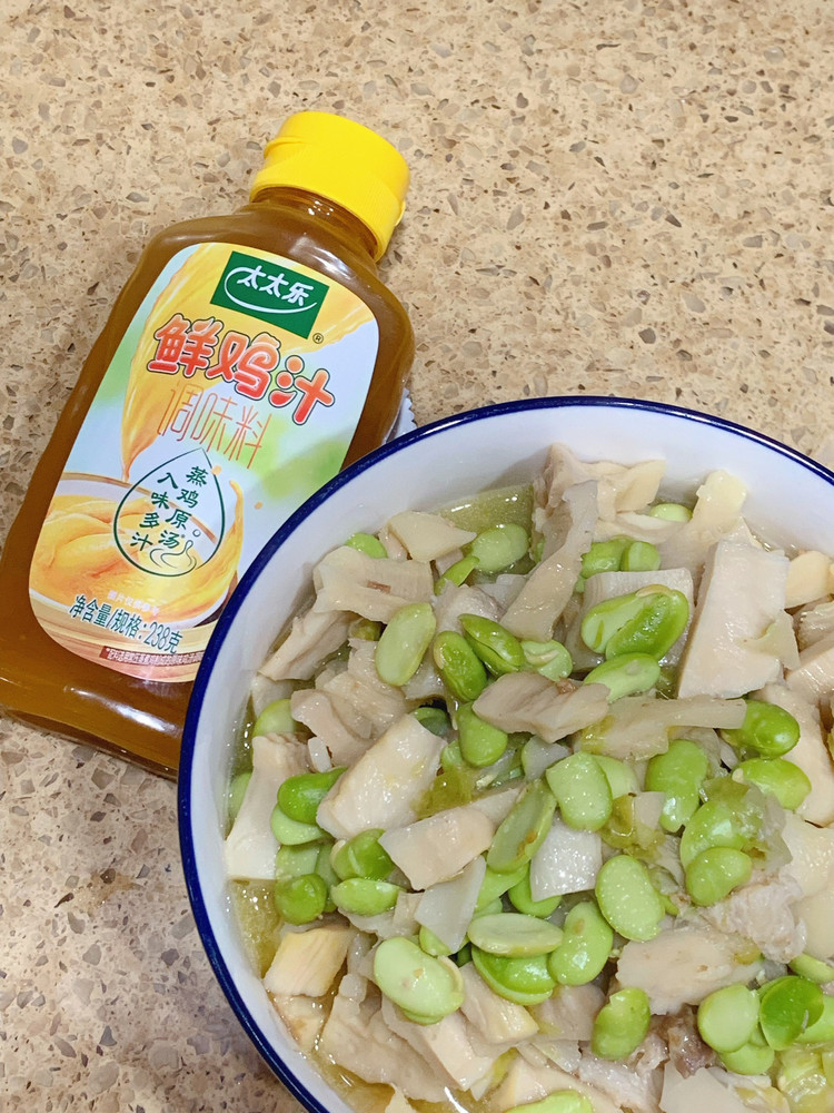 【鸡汁笋干毛豆】的做法