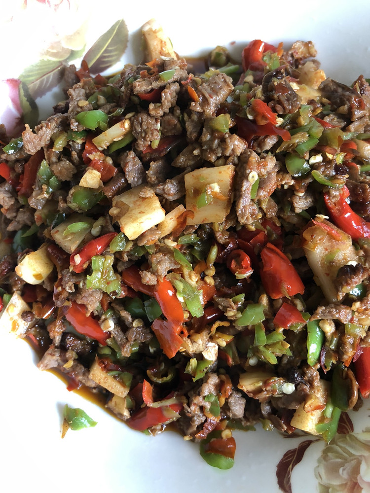 双椒碎牛肉的做法