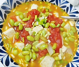 减脂餐:西红柿毛豆烩白菜豆腐的做法