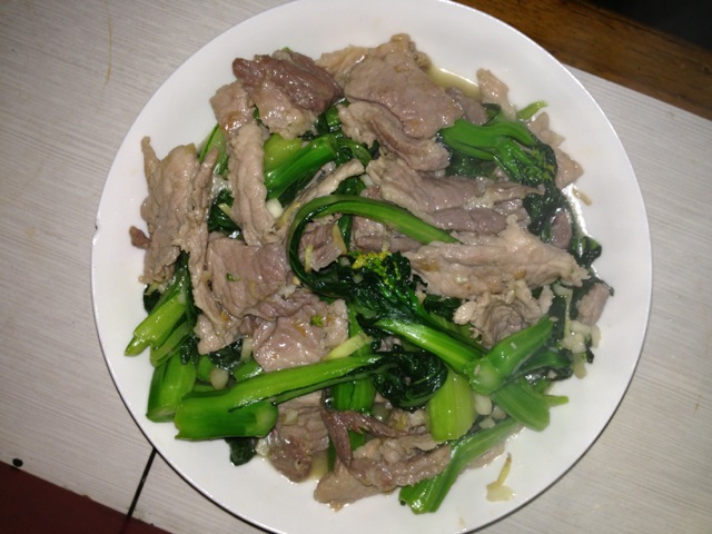 菜心炒肉片的做法图解5