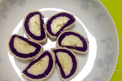 宝宝午点/香蕉紫薯吐司卷