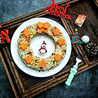 #今天吃什么#圣诞节，蛋炒饭也来凑热闹~炒饭花环的做法图解13