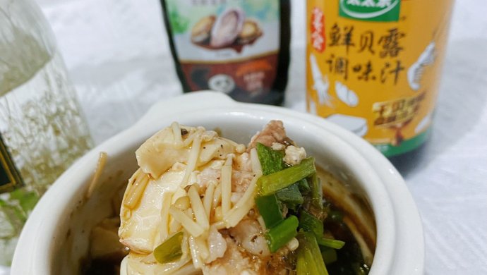 蒸金针菇肉末豆腐