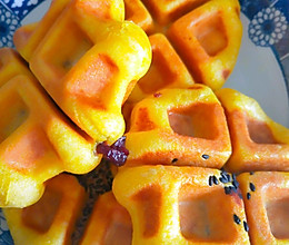 南瓜系列㈦酵母版南瓜芝士紫米馅华夫饼的做法