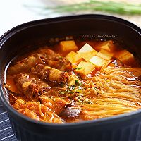 泡菜肥牛豆腐锅，韩料干饭榜排名第一的做法图解7